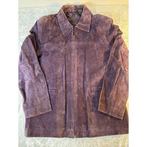 Vintage Purple Leather Jacket Phase Two Womens L Distressed Zip Coat
